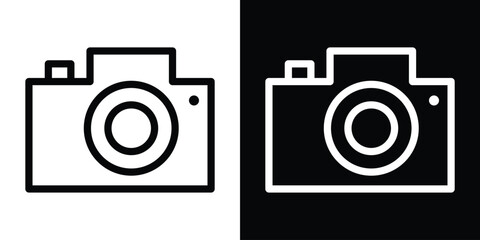 Camera icon design. simple stroke line vector icon set