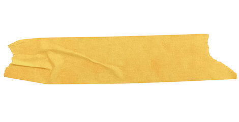 Torn masking tape sticker element with transparent background and rough yellow texture for design overlay
