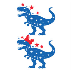 Independence Day T-Rex Dinosaur Vector – Festive 4th of July Celebration Clipart

