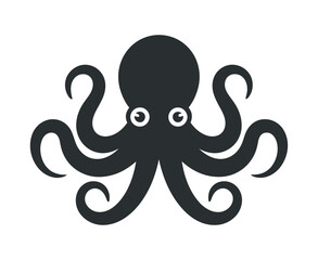 Simple black and white stylized octopus graphic design