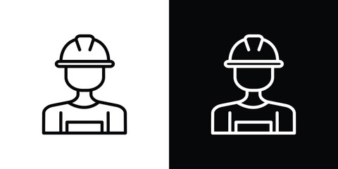 Builder icon design. simple stroke line vector icon set