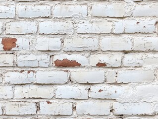 White Brick Wall Texture Peeling Paint, Seamless Pattern, Grunge Background, Brickwork, Masonry Brick wall, Peeling paint