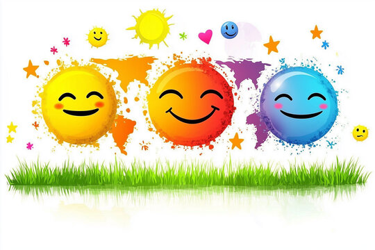 World Emoji Day: Emoticons of the sun are happy about world emoticon day.