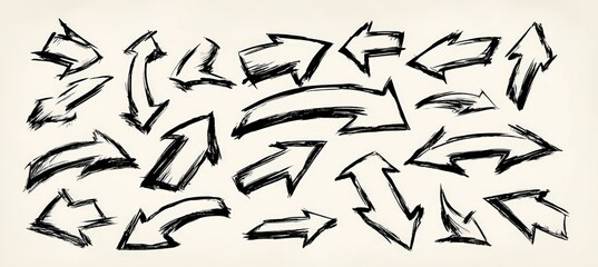 Cartoon Arrows with Thick Black Outlines for Navigation and Infographics