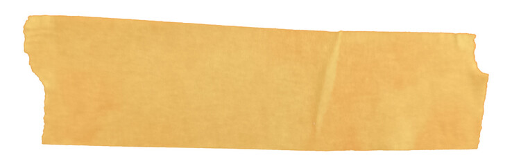 Rough yellow sticky tape with distressed edges and authentic worn-out paper surface on transparent background