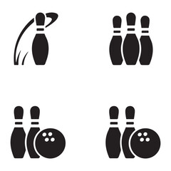 Bowling Pins and Ball Silhouettes