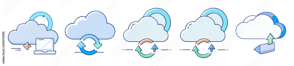Poster various representations of cloud computing with data transfer and synchronization metaphors