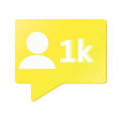 3D social media 1k follower milestone badge 
