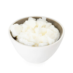 Shea butter in bowl isolated on white