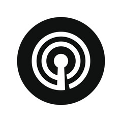 Radio signal icon in black circle