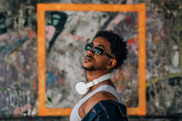 portrait of a young man on the street, urban style