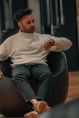 businessman waiting looking at the time