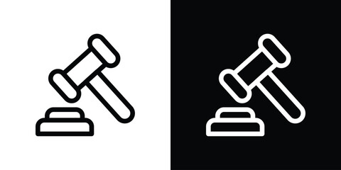 Auction icon design. simple stroke line vector icon set