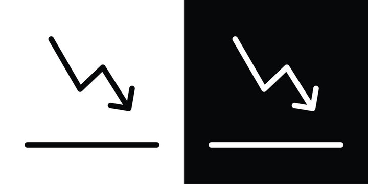 Arrow trend-down icon design. simple stroke line vector icon set