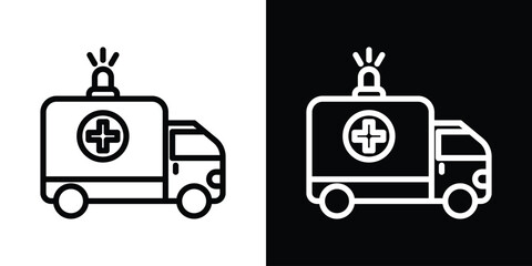 Ambulance icon design. simple stroke line vector icon set