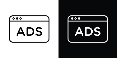 Ad icon design. simple stroke line vector icon set