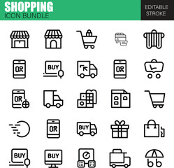 Professional Shopping Icon Collection – Flat Vector Set for Online Marketplaces, Retail Apps, and Customer Purchase Journeys