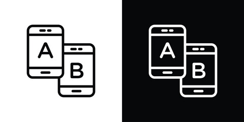 A B testing icon design. simple stroke line vector icon set