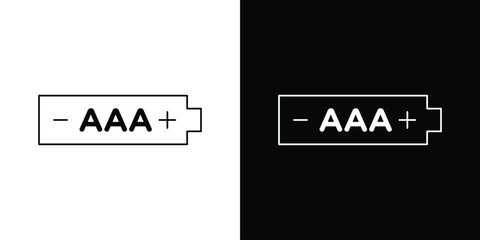 AAA battery icon design. simple stroke line vector icon set