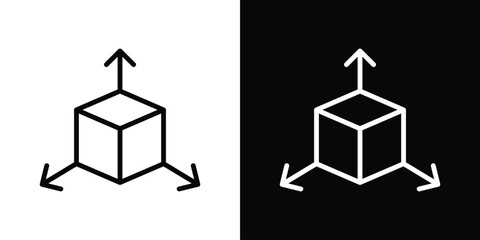 3D modeling icon design. simple stroke line vector icon set