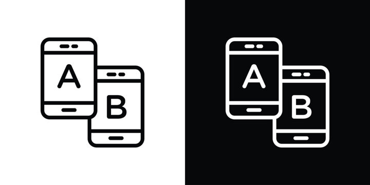 A B testing icon design. simple stroke line vector icon set