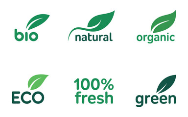 Collection of Green Leaf Logos for Bio Natural Organic Eco Fresh and Green Products