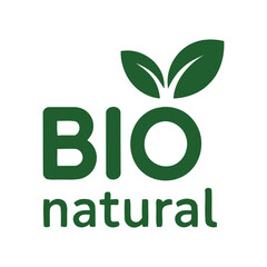 Simple Bio Natural Logo with Green Leaves