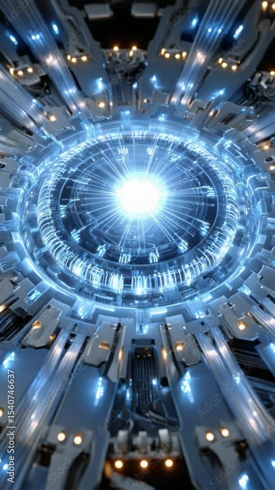 Aufkleber futuristic energy core: a captivating digital representation showcasing a glowing energy core, with 