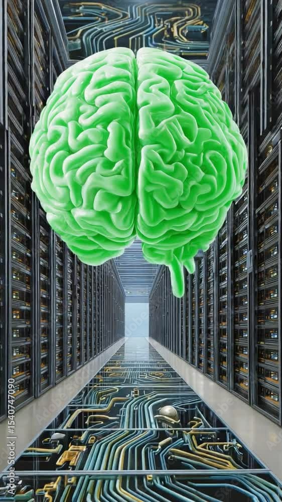 Aufkleber digital brain in server room: conceptualize an ai brain image, juxtaposed against the intricate infr