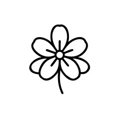 Hand drawn simple summer flower line art icon