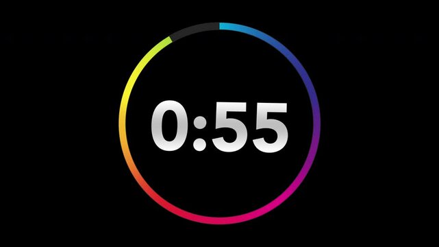 One Minute Countdown Timer with circle gradient spectrum colors