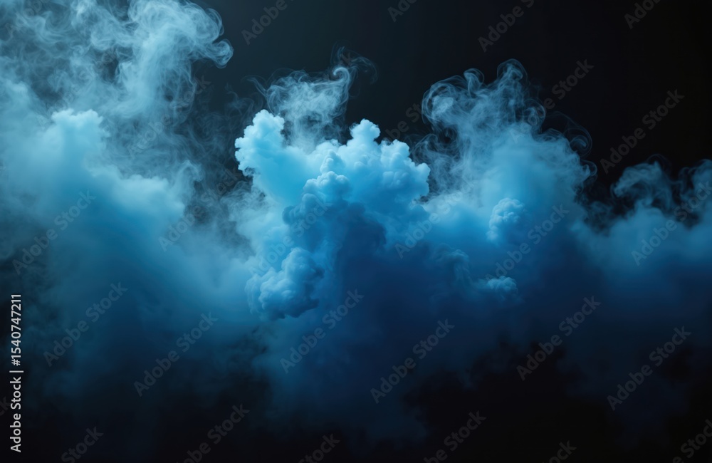 Aufkleber abstract blue smoke on black background. dynamic swirling forms create depth, ethereal effect. vapor