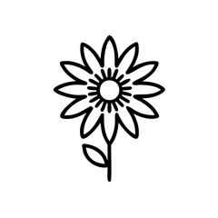 Hand drawn summer sunflower line art flower icon