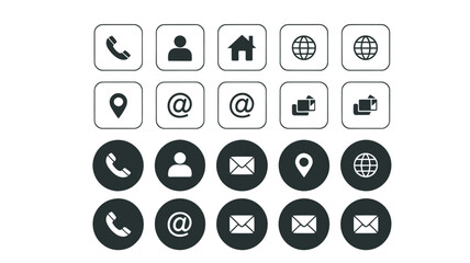 Contact & Location Icon Set &ndash; Vector Icons for Communication, GPS, Map Pins, and Address UI Design