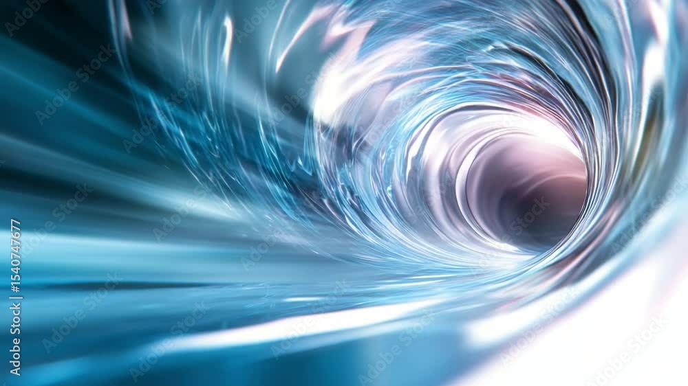 Poster Quantum Tunnel: A mesmerizing view of a digital tunnel effect, rendered with flowing light, beckons the viewer into an immersive, abstract journey through space and time.