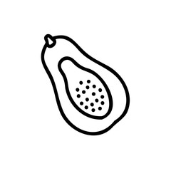 Hand drawn papaya half summer fruit icon line art