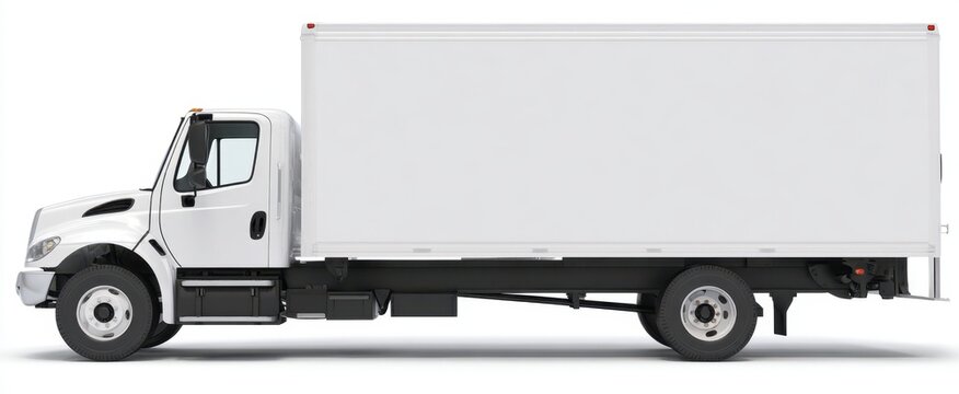 Fototapeta The sleek white delivery truck ready for logistics and transportation tasks.