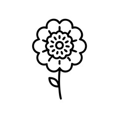 Hand drawn summer flower line art simple design