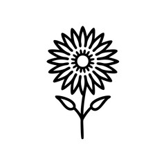 Hand drawn summer sunflower line art floral design element