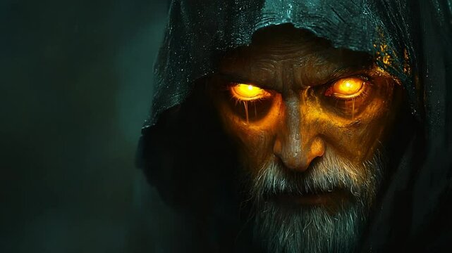 Glowing Eyes Dark Wizard Fantasy Portrait.