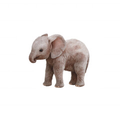 Obraz premium Cute plush elephant with soft fur, standing on a white isolated background. Perfect for children's toys or animal-themed decor.