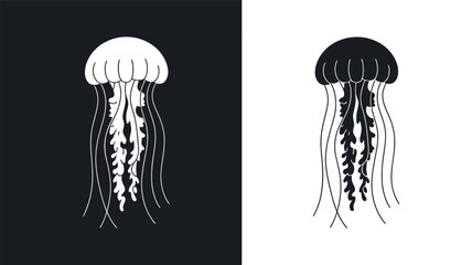 Simple black and white jellyfish illustration