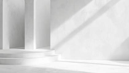 Fototapeta premium Elegant White Cement Wall And Ured Design For Modern Interiors, Creating A Chic And Contemporary Look With Minimalistic Charm