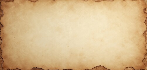 Vintage paper texture with grunge patterns. Aged brown parchment sheet with burnt edges. Antique torn paper, aged effect. Background for letters, scrolls, old maps, antique design, retro styles.