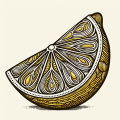 Lemon Wedge Line Drawing SVG