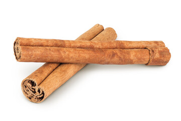 Cinnamon sticks isolated on white background with full depth of field