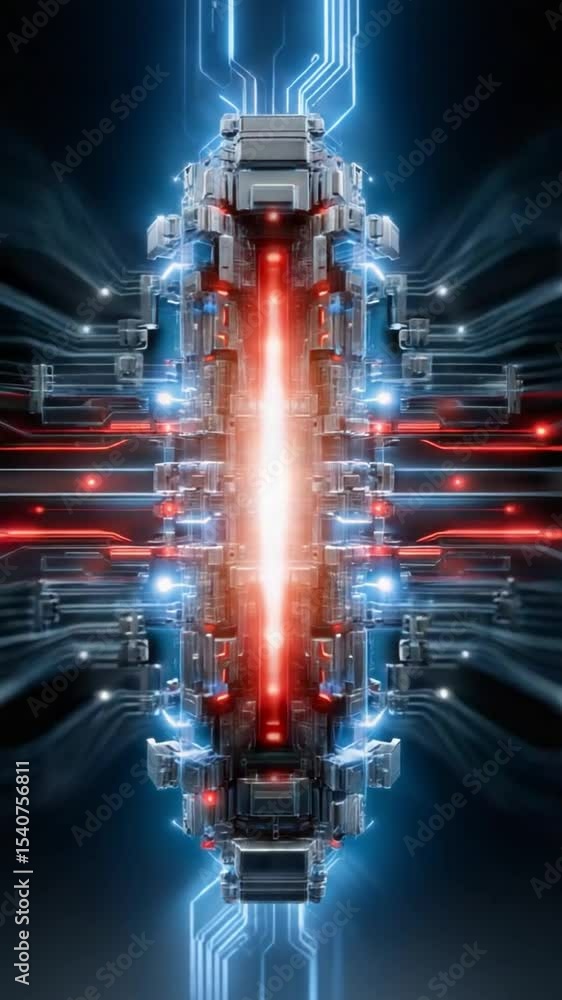 Poster digital circuitry: a futuristic display of digital circuitry pulses with vibrant energy, a symphony 