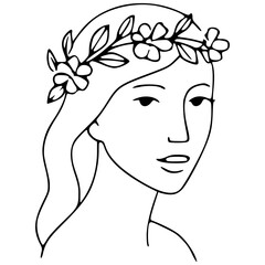 Beautiful young women with a flower wreath
