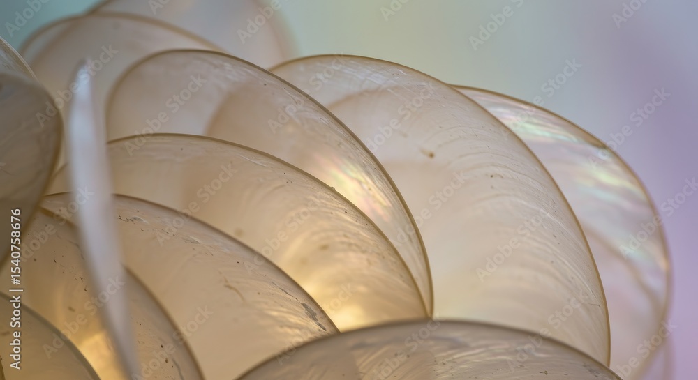 Aufkleber capiz shell abstract: delicate overlap - translucent capiz shells create a visually stunning abstrac