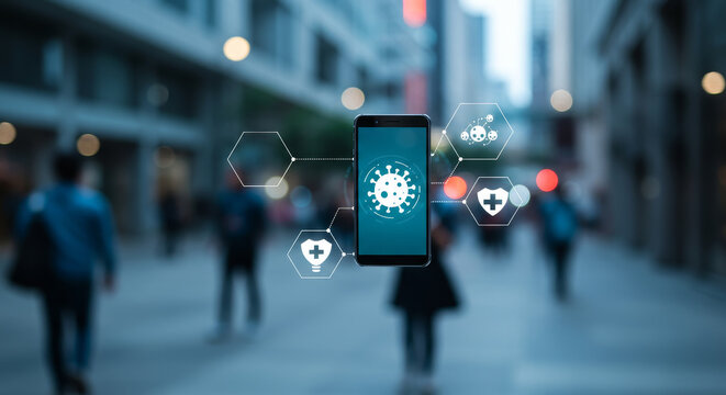 City Center Health Monitoring System - Software utilizing big data for city-wide virus tracking, privacy-focused, health-centric, mobile app, pandemic prevention